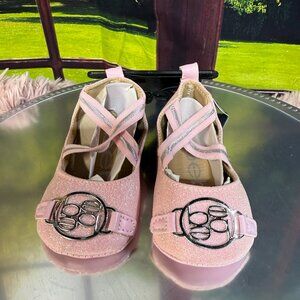NWT Bebe Baby Girls' Glitter Logo Mary Jane Shoes Size 2 (3-6 months)